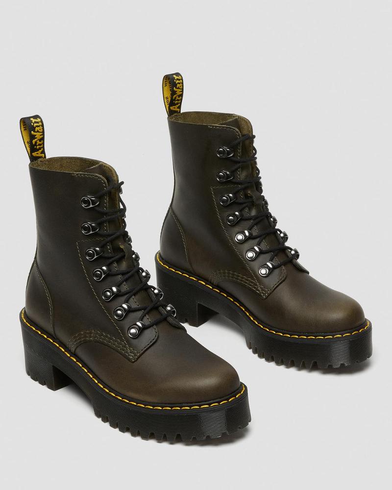Dr Martens Leona Lær Ankelstøvletter Dame Brune | Norge 701FDN